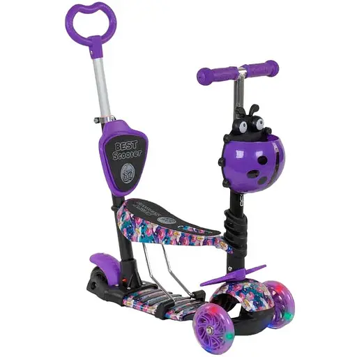 Самокат дитячий 5 в 1 Best Scooter 63-72х54х14 см Чорно-фіолетовий 000255077