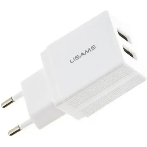 Сетевое зарядное устройство для Usams CC090 T24 2.1A Dual USB Travel Charger EU Белый - фото 1