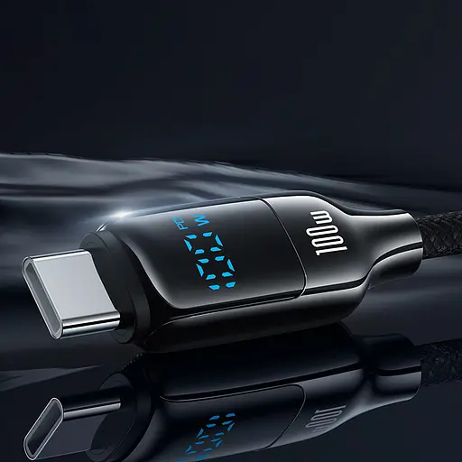 Дата кабель Usams US-SJ742 Digital Display HX Ser. Type-C to Type-C 100W (1.2m) Tarnish - фото 5