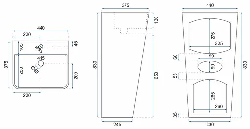Умивальник Rea Aris marble мармур підлоговий REA-U6906, Мармур - фото 6