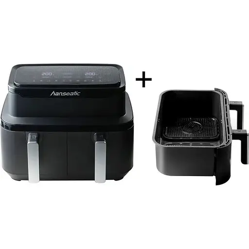 Аэрофритюрница Hanseatic HAF212600D 2в1 с XXL-объемом 9 л, функцией сушки, двумя лотками и сенсорным дисплеем - фото 2