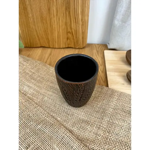 Склянка 0.4 літра керамічний (глиняний) різьблений Колосок - фото 2