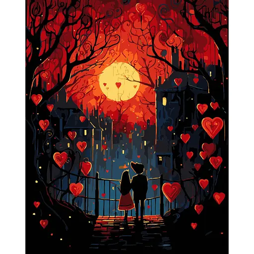 Набір для розпису по номерах Strateg Побачення на чорному фоні 40 х 50 см (AH1209-14) - фото 1