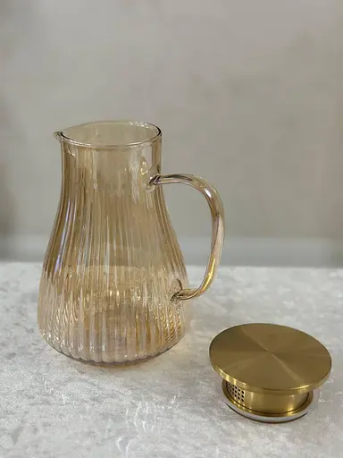 Кувшин Vittora Hola VT-5904-1500 стеклянный с крышкой из стали Золотистый 1500 мл - фото 3
