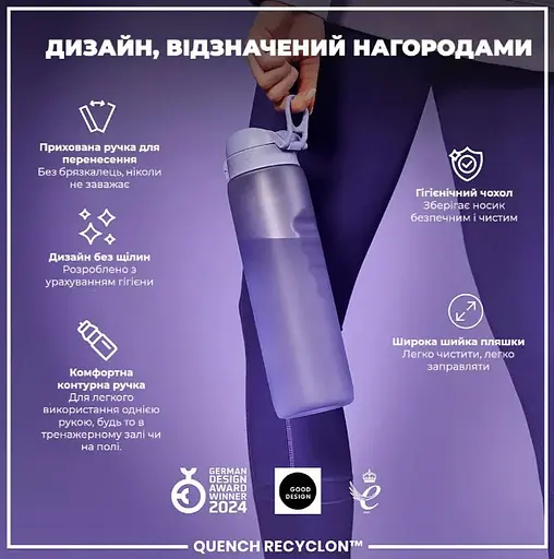 Пляшка для води ION8 1000 мл (ЕКО пляшка) BPA Free Light Purple (I8RF1000PERI) - фото 4