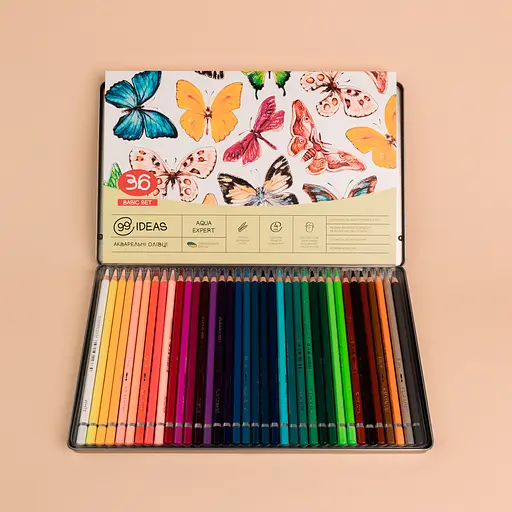 Набор карандашей акварельных 99IDEAS "Aqua Expert" 36 цветов, Basic Set, металлическая коробка, 99AE-36BAS - фото 4