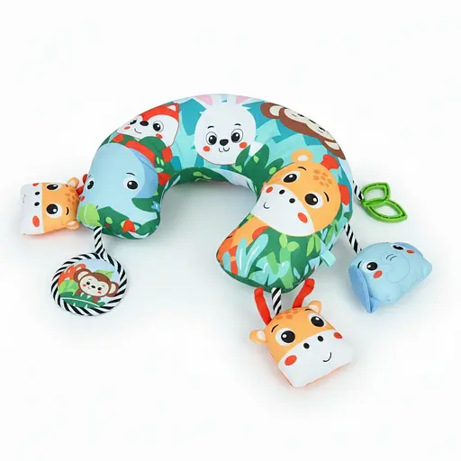 Коврик-подушка для новорождённого 63633-1 с подвесками, зеркальцем, погремушкой и шуршалкой– голубой - фото 2