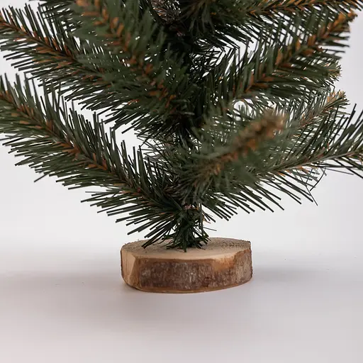 Штучна новорічна декоративна міні ялинка «Полонинська» зелена на дерев'яній підставці 45 см Lugi SOK-M-03-2 - фото 3