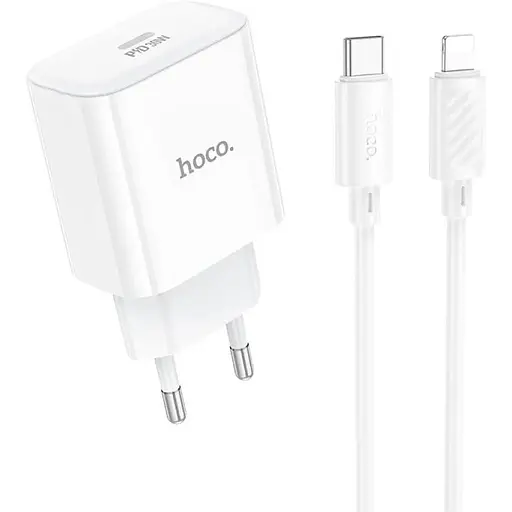 Комплект зарядного устройства Hoco C76A Pro 1Type-C PD/QC 30W PPS Type-C to Lightning White