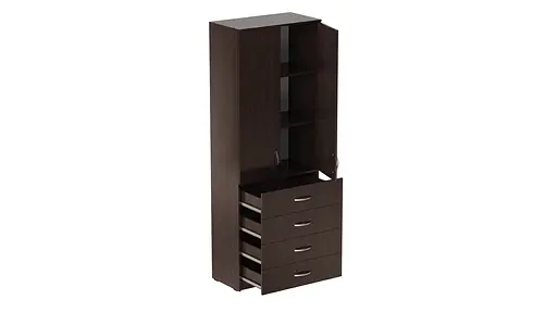 Шкаф Анжело Ferrum-decor на 3 полки с 2 дверями и 4 ящика 1900x700x380 ДСП Венге Магия 16 мм (FRD-105027)