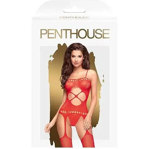 Бодистокинг с вырезом на животике Penthouse - Hot Nightfall Red S/L - фото 3