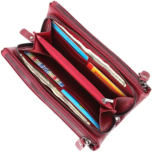 Шкіряний гаманець на три відділення для жінок ST Leather 20.5х10.5х3 см acs0029659 - фото 7