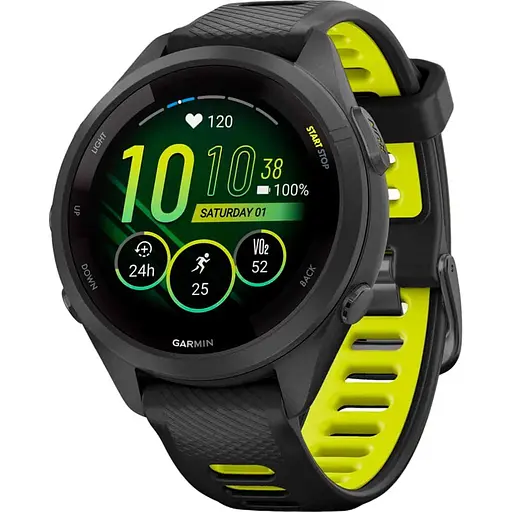 Смарт-часы Garmin Forerunner 265S Black Bezel and Case with Black/Yellow Silicone Band 010-02810-03 (89362)