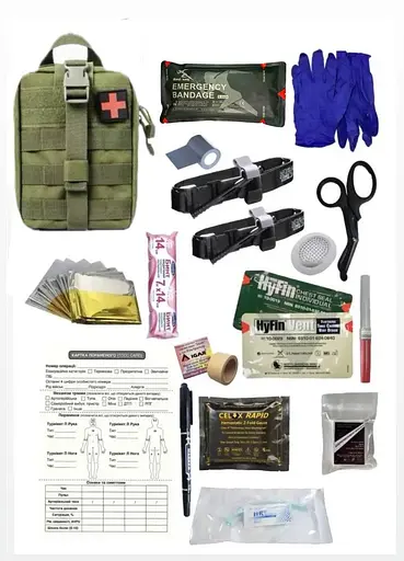 Аптечка укомплектованная №20 Rescue Ready в подсумке с быстрым сбросом зеленый - фото 1