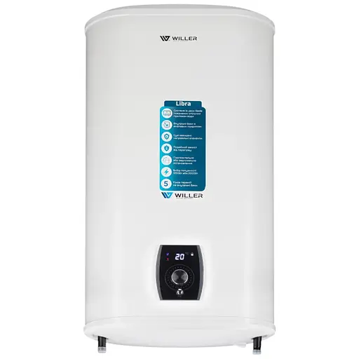 Водонагреватель Willer Libra, 2 кВт, сухой ТЭН, 100 л, прямоугольный, универсальный, белый (EVH100DRI) - фото 1