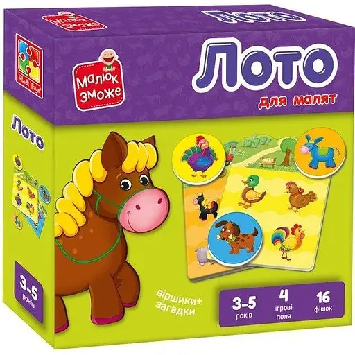 Гра розвиваюча Vladi Toys Лото Ферма VT2100-08 Різнокольоровий - фото 1