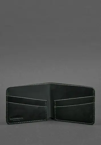 Мужской кожаный портмоне 4.1 (4 кармана) зеленый - фото 5