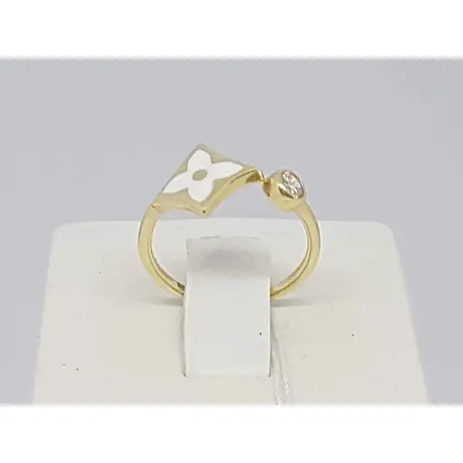 Золоте кільце Столична Ювелірна Фабрика з емаллю і фіанітом. 154216ЖЕБ 15,5 - фото 4