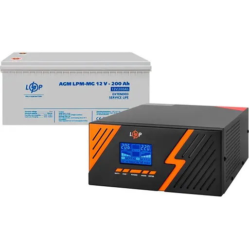 Источник бесперебойного питания (ИБП) LogicPower LPM-PSW-1500VA 12V + АКБ LPM-MG 12V - 200 Ah (29716) [110194]