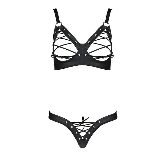 Комплект з екошкіри Passion Celine Bikini black L/XL - фото 3