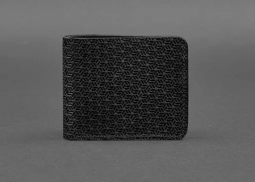 Чоловіче шкіряне портмоне 4.1 (4 кишені) чорне Карбон - фото 1