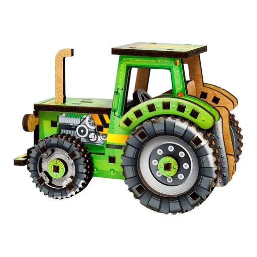 Детский деревянный 3D конструктор Турбо трактор PuzzleOk Puz-00960 71 деталь - фото 5