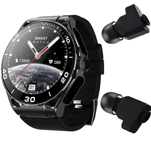 Смарт-годинник з навушниками Lemfo Q11 силіконовий ремінець Black Black (18755)