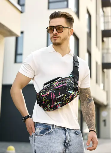 Сумка через плечо бананка Sambag Flex Pro принт "ABSTRACT" 30×17×15 см (85451707m) - фото 1