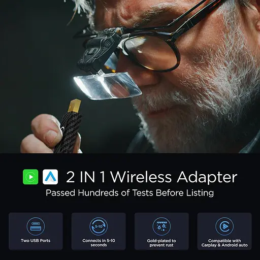 MSXTTLY AC01 2-в-1 бездротовий адаптер CarPlay та Android Auto - фото 2