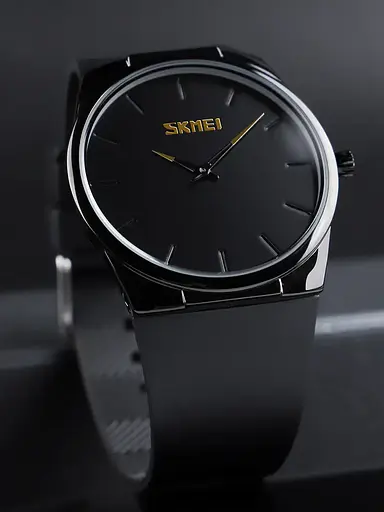 Наручний класичний годинник Skmei 1601S Чорний з чорним - фото 4