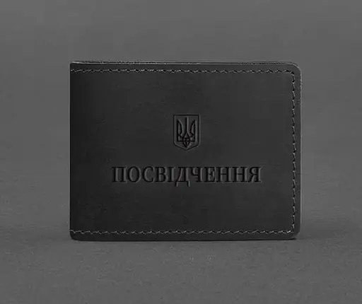 Универсальная кожаная обложка для удостоверения черная Crazy Horse - фото 1