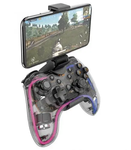 Геймпад Havit G180BT RGB беспроводной Bluetooth 5.0 вибрация 800 mAh крепление для телефона Transparent - фото 3