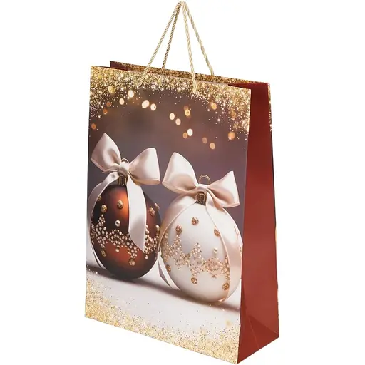 Пакет подарунковий новорічний Дві кулі з бантом YX050954 Різнокольоровий (NY) - фото 1