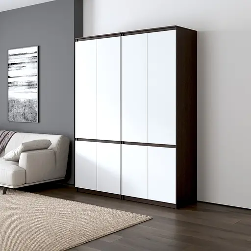 Шкаф для одежды Vays, со штангой и полками, комплект из 2 шкафов R10+R24 Венге Темный-Белый фасад