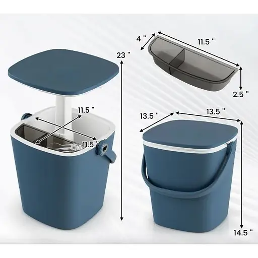 Стіл-холодильник Costway Gobar 3-в-1 з підйомною кришкою 15L синій - фото 3