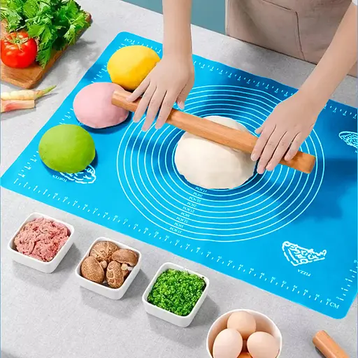 Силиконовый кондитерский коврик для раскатки теста 45х64 см, A-plus Синий 84417 - фото 2