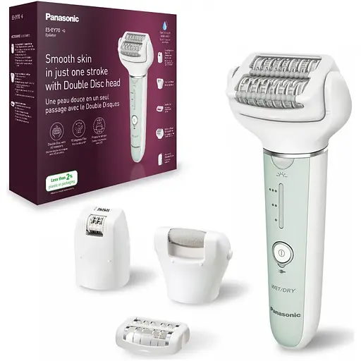 Panasonic Эпилятор пинцетный, аккумуляторный, пинцет.-60, влажн.+сух., насадок-4, футляр, салатово-белый - фото 10