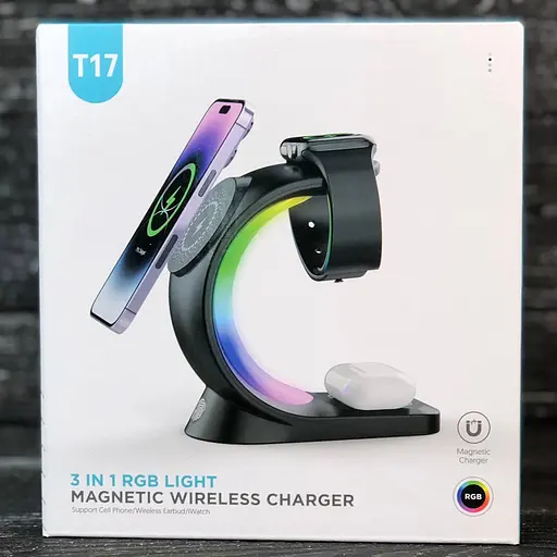Зарядна станція 3in1 Magsafe RGB LED wireless charger - фото 3