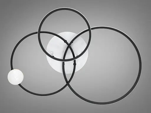 Стельова світлодіодна люстра кільця з пультом, 55Вт, білий+чорний - фото 4