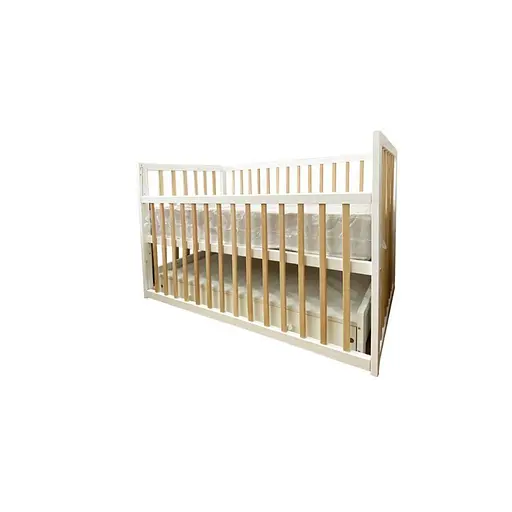 Детская кроватка София с опускной боковиной, маятником на подшипниках и белым ящиком с натуральными элементами - фото 3