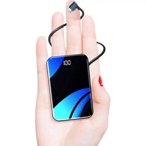 Портативное зарядное устройство для iPhone со встроенным кабелем, 22,5 Вт PD USB-C быстрозарядное 10000 мАч