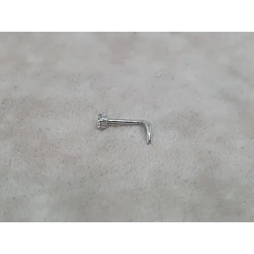 Золота сережка-пірсинг Ювелірне виробництво А. Долина в ніс з фіанітом. 140001Б - фото 2