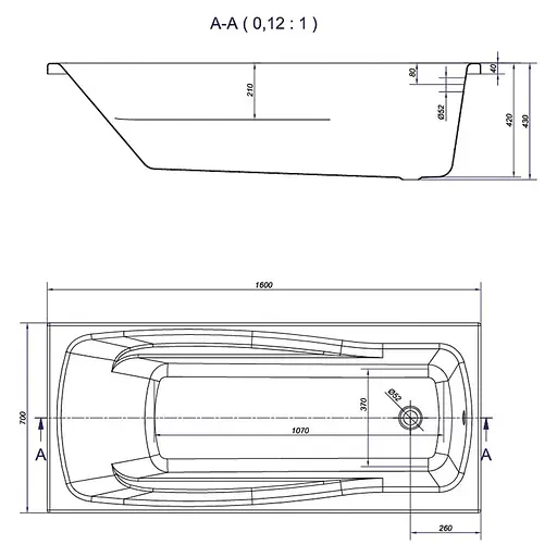 Ванна акриловая Cersant Lana 160x70 - фото 3