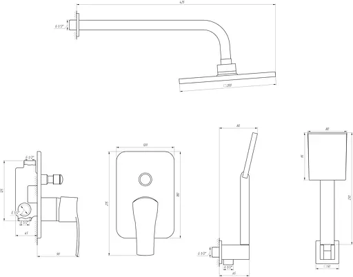 Душова система прихованого монтажу Globus Lux GLQU-0205S, Хром - фото 4