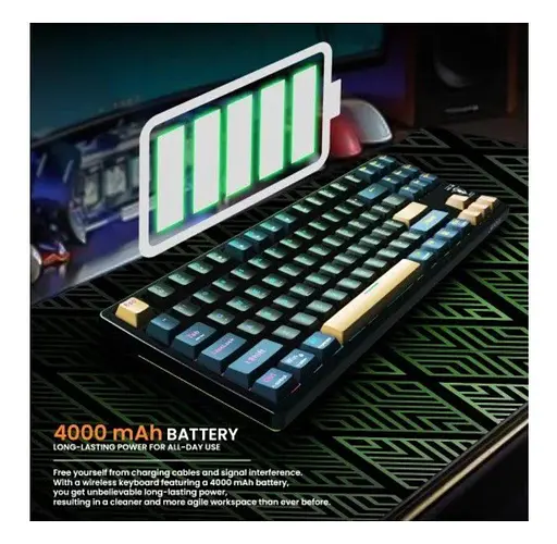 Клавіатура ігрова механічна бездротова JEDEL WKL102 Tri-Mode Hot-Swap Swich Black - фото 8