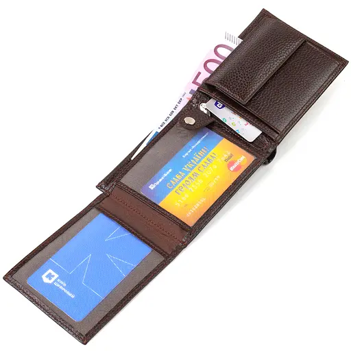 Мужской кожаный кошелек Canpellini 12х9.7х2 см acs0025644 - фото 4