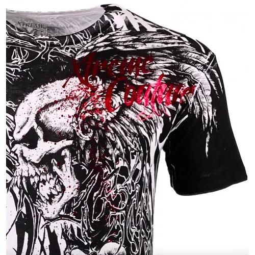 Футболка Xtreme Couture by Affliction Men T-Shirt Brutal CombaT White Skull Biker Tattoo 4XL - фото 3