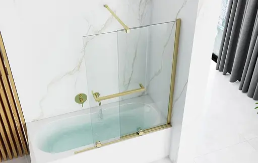 Шторка для ванни Rea Fabian 100 brushed gold розсувна REA-K6527, Універсальна, прозорий, золотий - фото 5