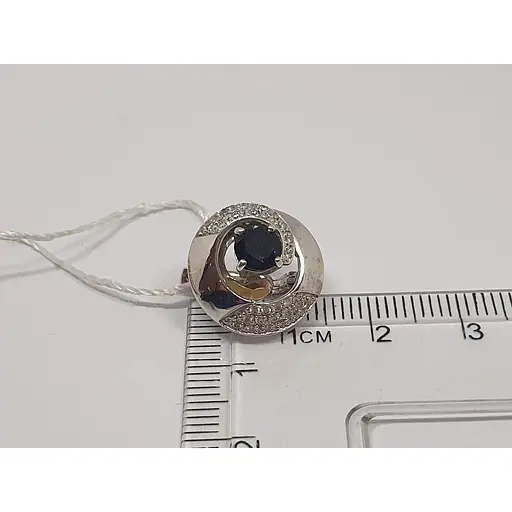 Золотые серьги Агни с бриллиантами и сапфирами. Артикул 22231 - фото 4