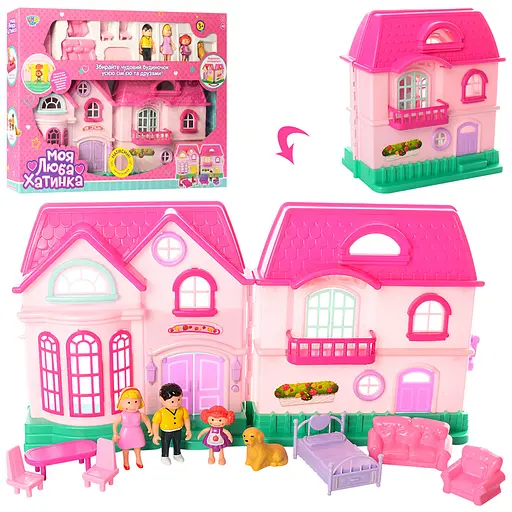 Будиночок, фігурки 4 шт., меблі, музика, світло, на батарейках, 53x38x7.5 см